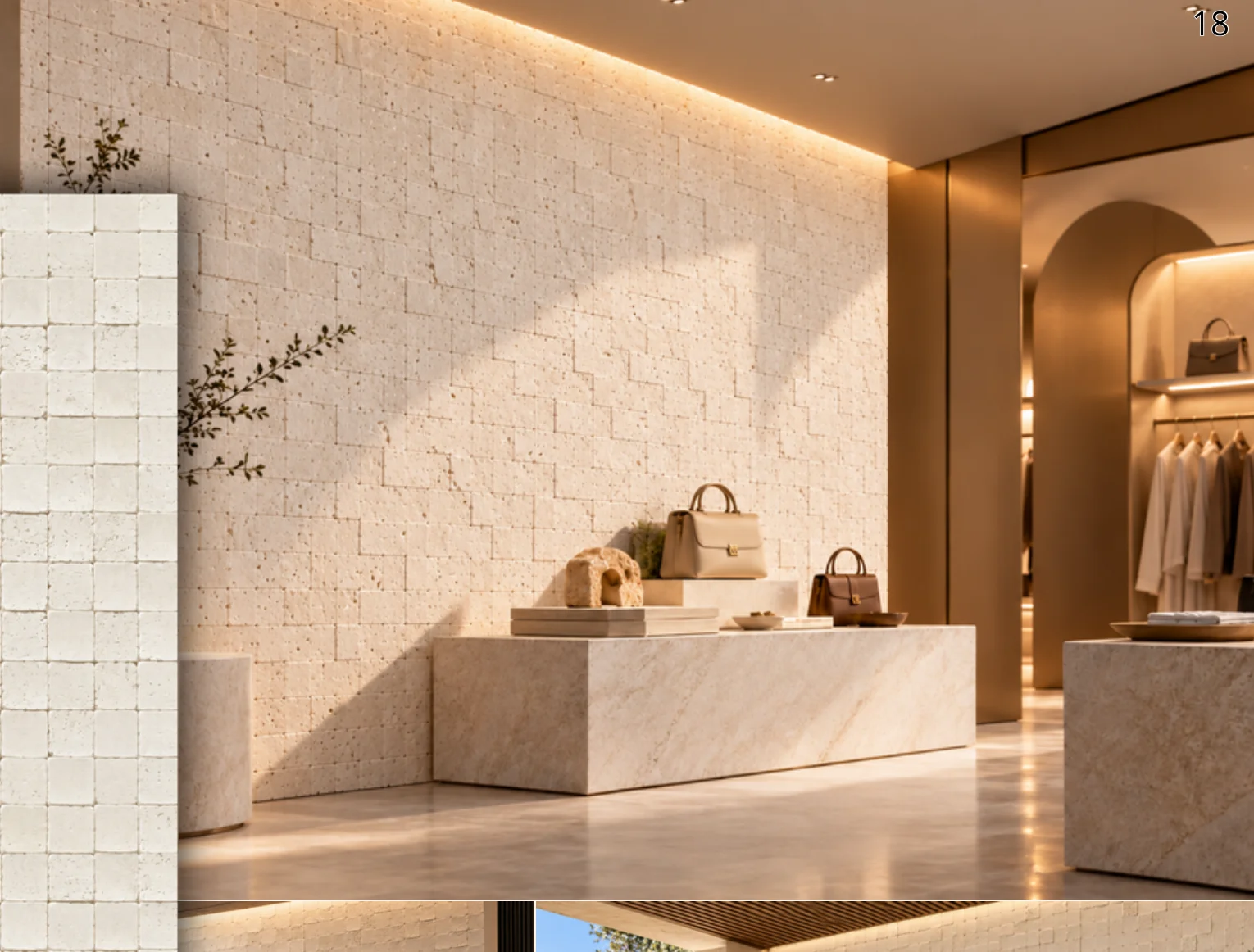 Cuadrados Tesela Beige en ambiente decorativo
